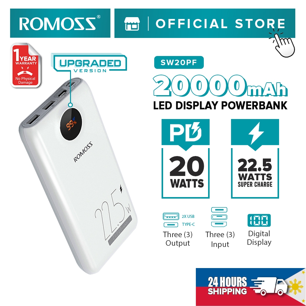 Romoss SW20PF 20000mAh Power Bank 22.5W Super Fast Charge 20WPD Two-way ...