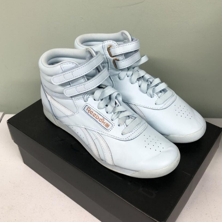 ORIGINAL REEBOK X CARDI B FREESTYLE HI GLASS BLUE WOMEN SHOES | GV6615 ...