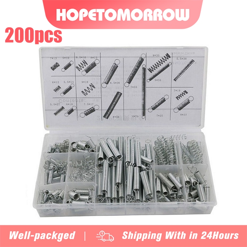 200pcs Extension and Compression Springs Kit 20 Different Sizes for ...