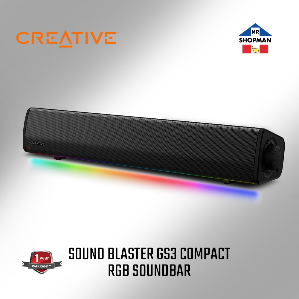 Creative SoundBlaster GS3 Compact RGB Gaming Soundbar w/ SuperWide ...