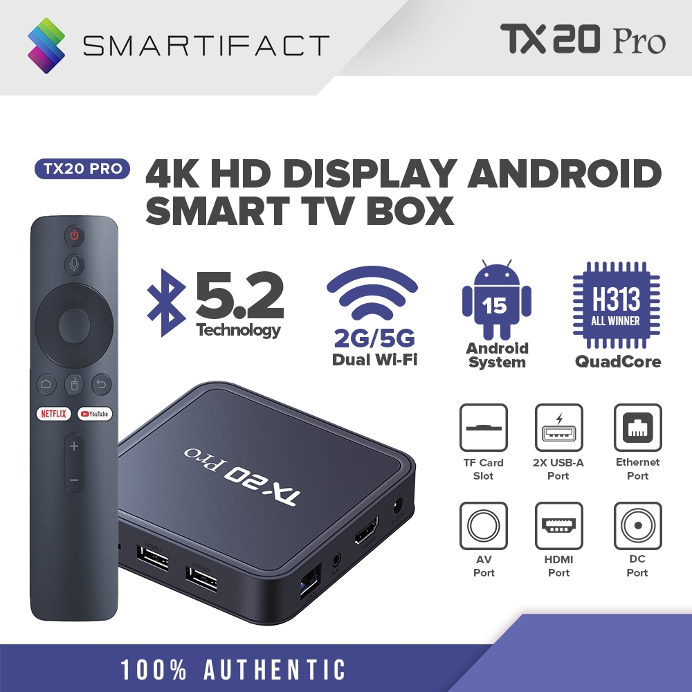 Smartifact MXQ Pro TX20 Pro ATV Smart TV Box Ultra HD 4K Support ...