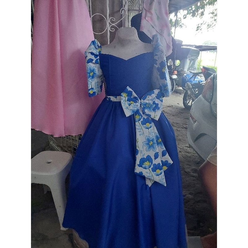 Filipiniana Gown for kids Royal blue (buwan ng wika) | Shopee Philippines