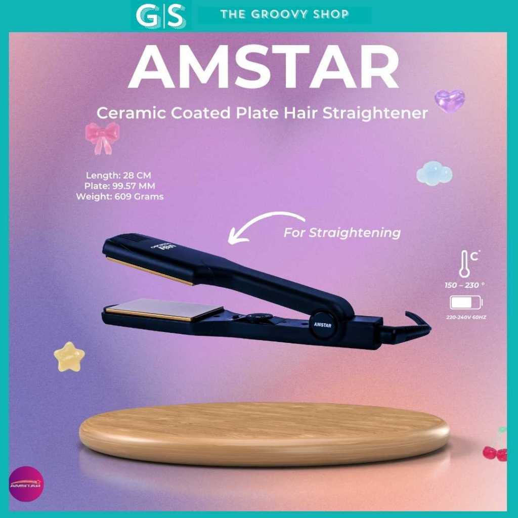 Amstar 60 W Wide Ceramic Coated Plate Hair Straightener Hair Tool Shopee Philippines