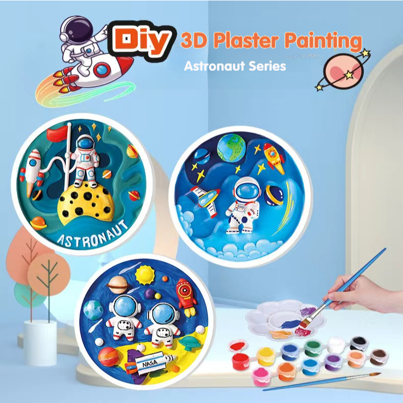 3D Cartoon Plaster painting toy Astronaut Character DIY Eductional toys ...
