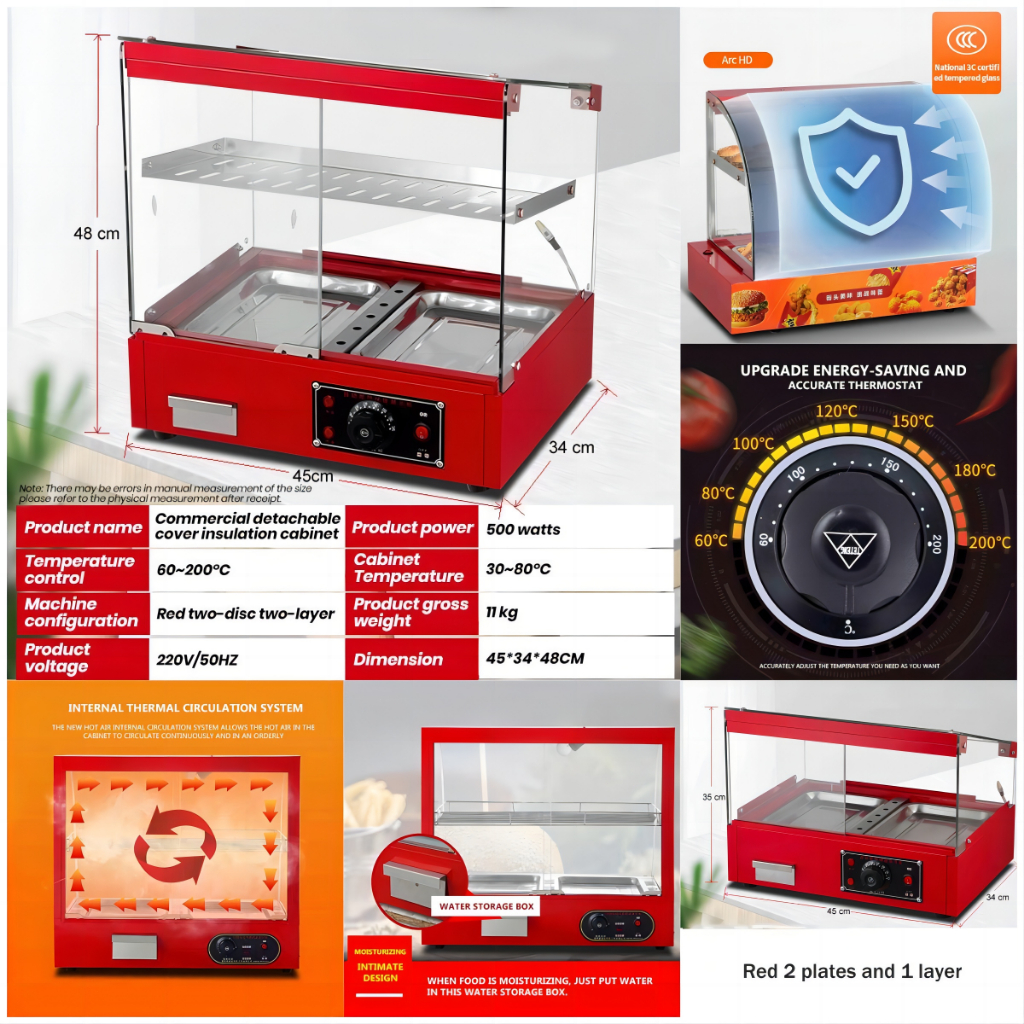 Heavy Duty Curve Glass Showcase Display Electric Food Warmer Food ...