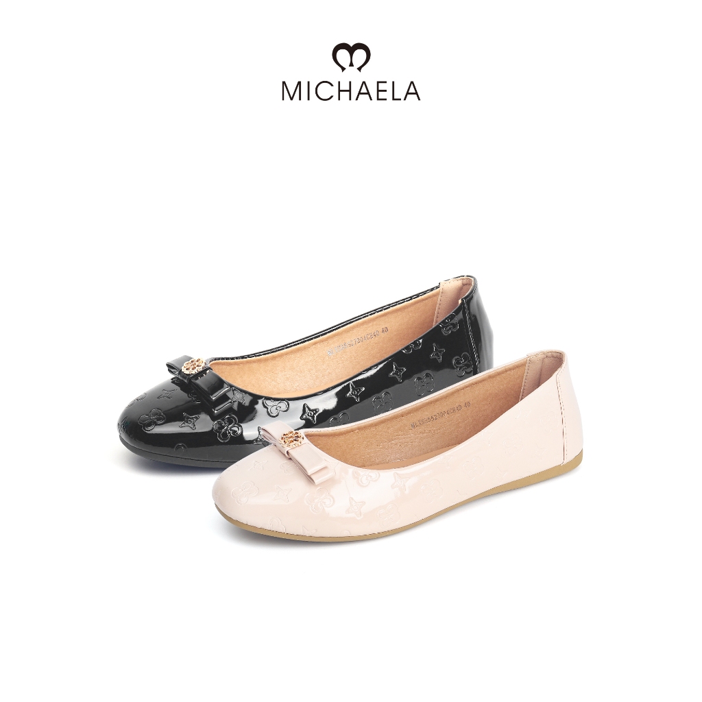 MICHAELA Glossy Flat Shoes Back Ankle Protect Comfy Cushion for Office  School Travel SH5527004 LX