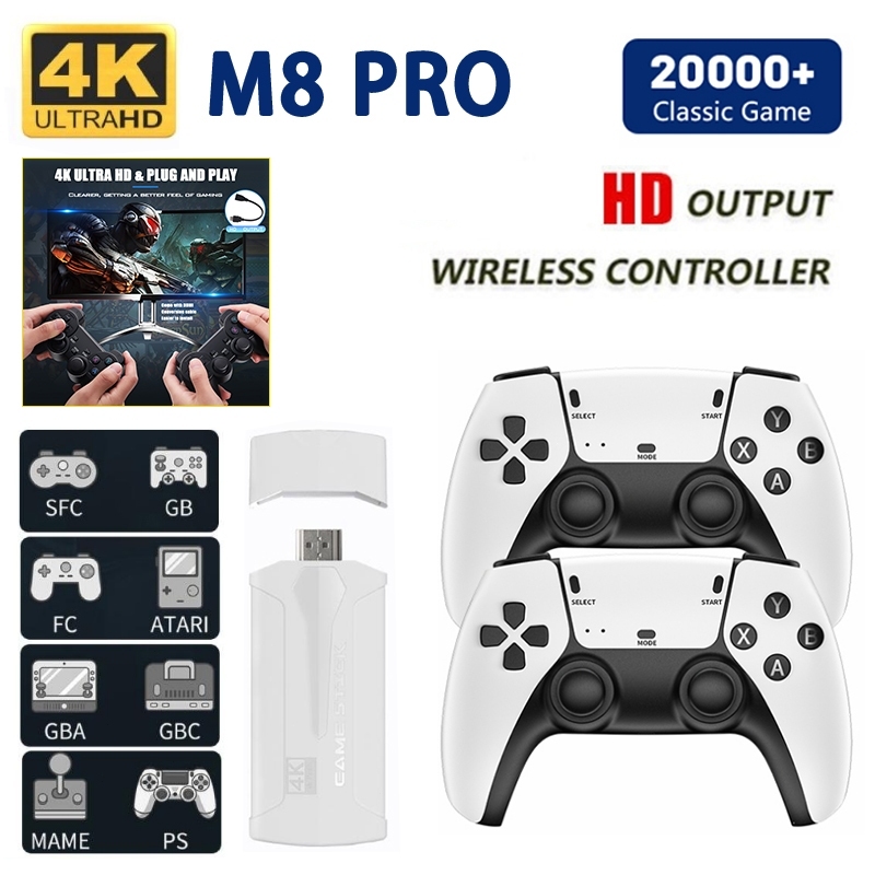 Video Game Console 2.4G Dual Wireless Controller Game Stick 4K TV Retro ...