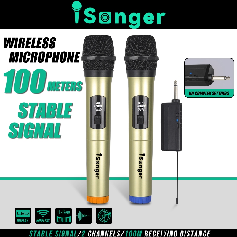 Wireless Microphone for Singing, Karaoke, Dual Cordless Dynamic ...
