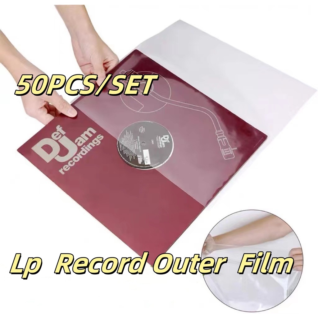 50PCS/SET Self Adhesive Vinyl Record Outer Sleeve LP Plastic Outer ...