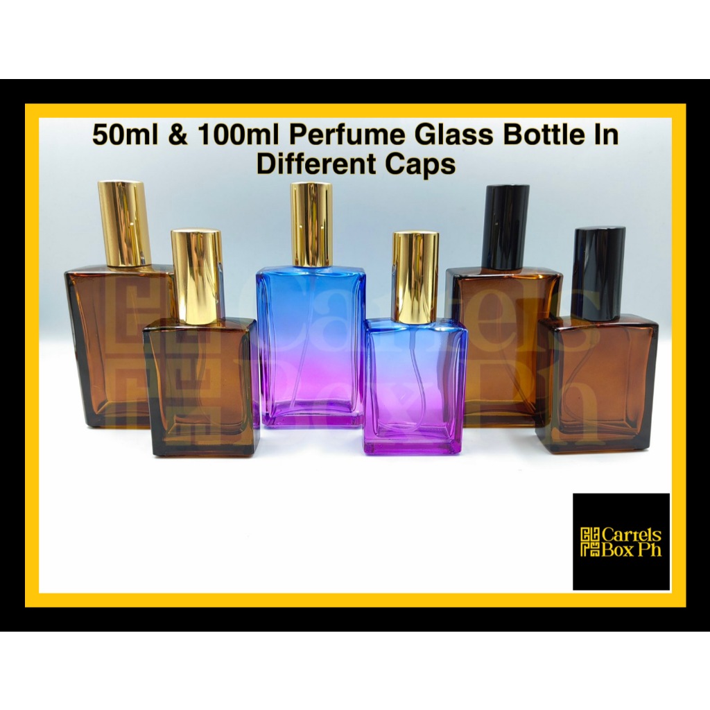 50ml 100ml Perfume Glass Bottle In Dark Amber Periwinkle With Different  Caps