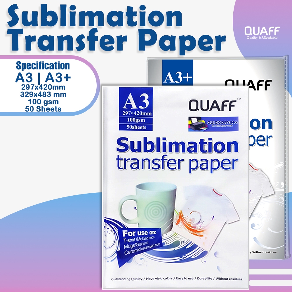 Quaff Sublimation Paper 100gsm A3 / A3+ Size 50sheets per pack | Shopee ...