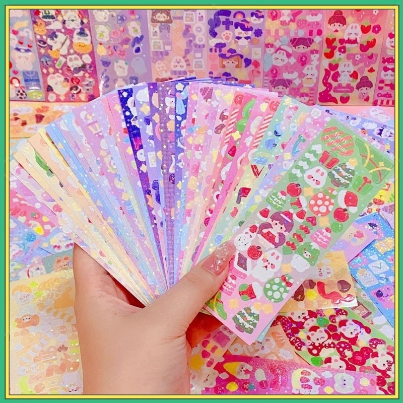 10 Sheets Sparkling Cute Cartoon Stickers Kawaii Decorative Stickers ...