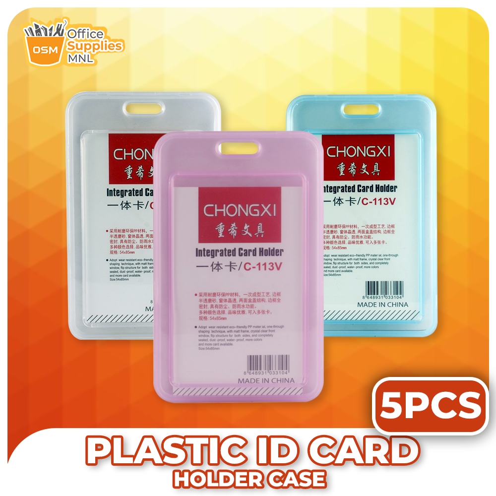 5pcs Plastic ID Vertical Card Holder Case for School and Office ID Name ...