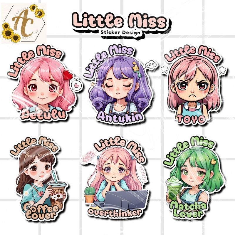 Waterproof Little Miss Sticker Collection with photo top | Shopee ...