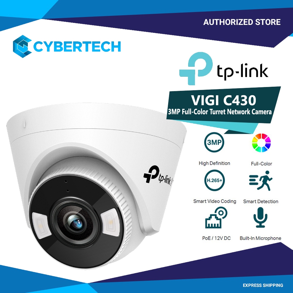 New TP-LINK VIGI C430 VIGI 3MP Full-Colour Turret Network Camera ...