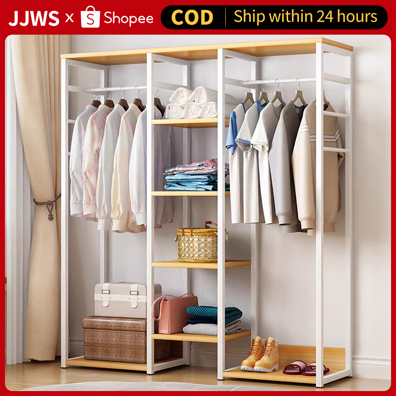 JJWS Hanging Wardrobe Organizer Clothes Rack Cabinet Wardrobe Open ...