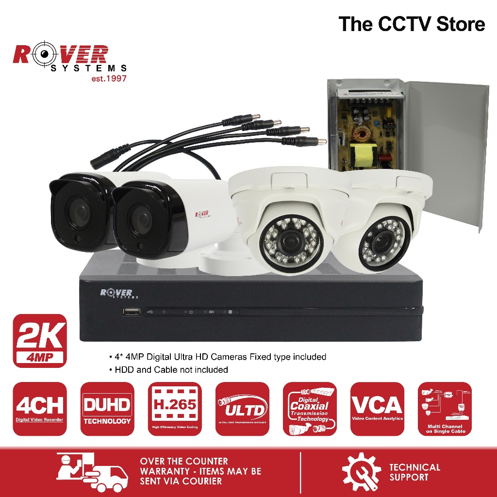 Rover 4CH UltraHD DVR 4units 2K 4MP Ultra HD CCTV Camera Rover Systems ...