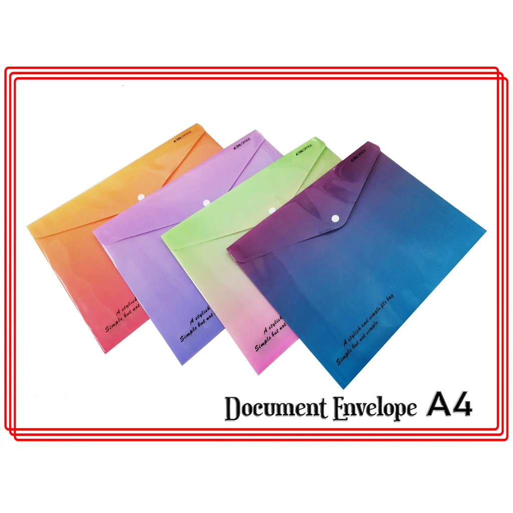 Plastic Document Envelope Snap Button A4 size Random Color | Shopee ...