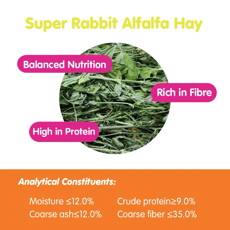 𝗦𝘂𝗽𝗲𝗿 𝗥𝗮𝗯𝗯𝗶𝘁 Alfalfa Hay for young rabbit & guinea pig 600g (below 6 ...