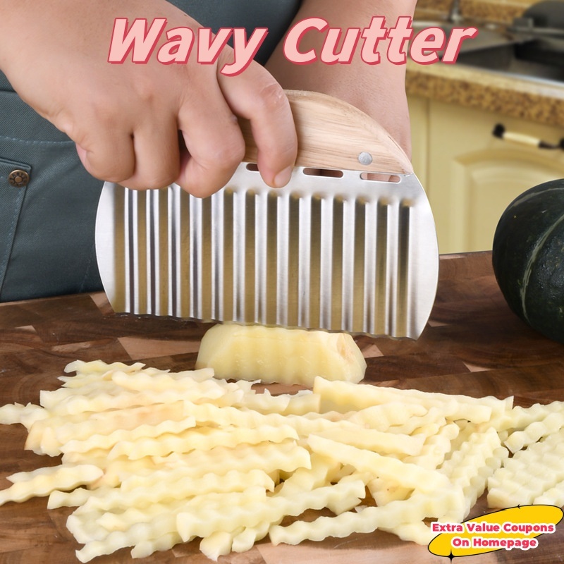 Stainless Steel Potato Slicer Wavy Cutter with Handle for Effortless ...