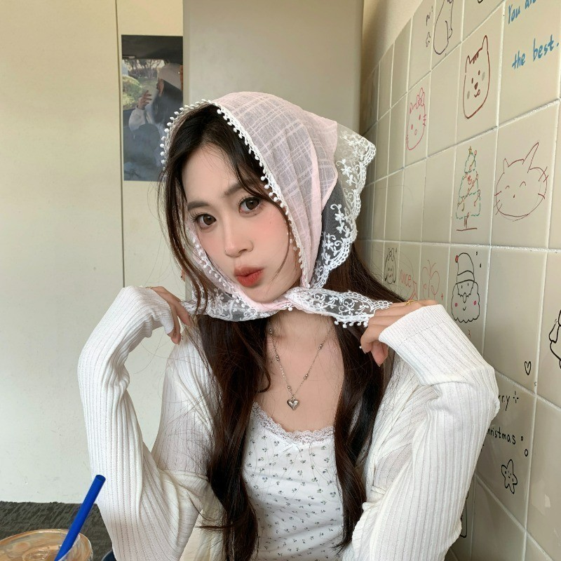 Women Lace Triangle Headscarf Hairband Fashion Turban Head Kerchief ...