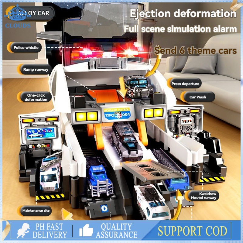 Racing Track Play Set For Kids 12pcs Transformation Police Car ...