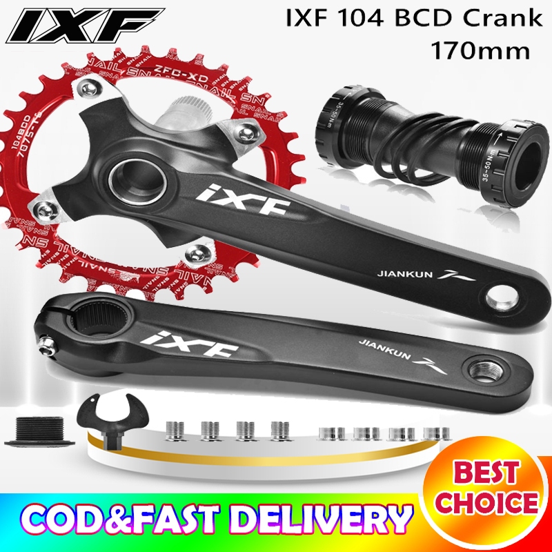 IXF Crankset 104 BCD Crankset MTB with BB Axis Spindle Crankset Hollowtech Connecting Rods for Bike