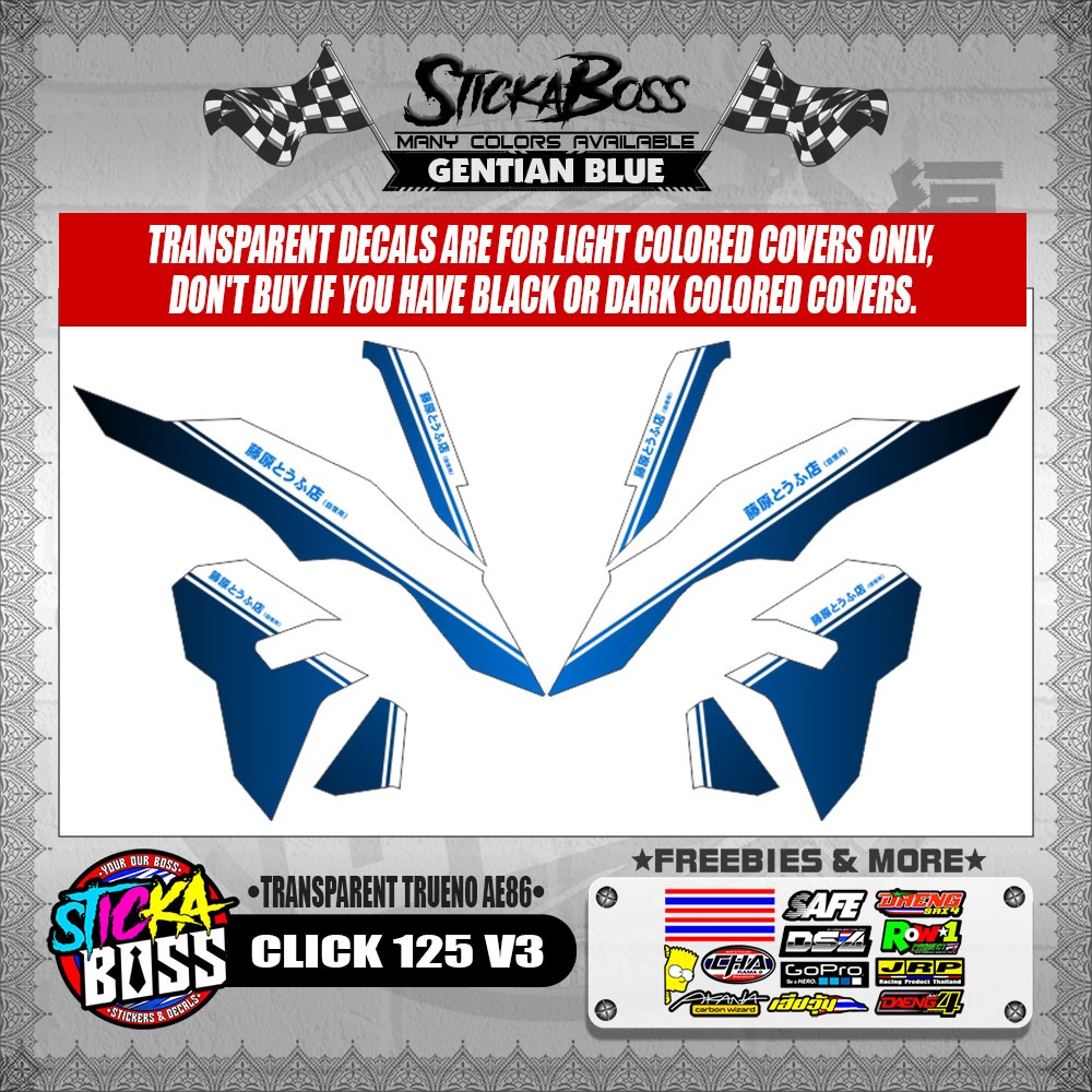 STICKER DECALS for CLICK 125 V3 TRANSPARENT (CV3TRAE) By STICKABOSS ...