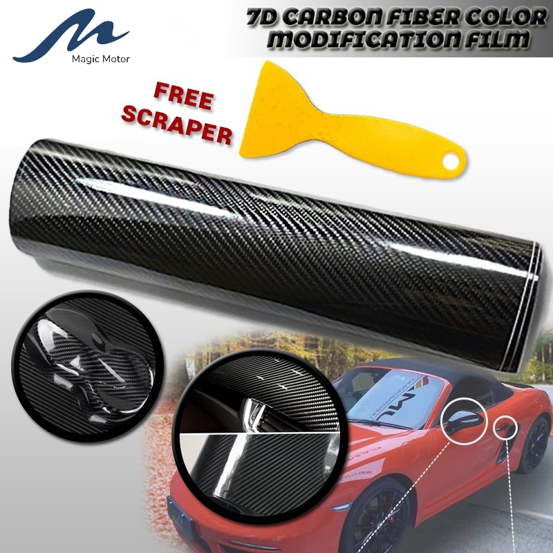 7D Carbon Fiber Vinyl Wrap Sheet Roll – 12"x60" Black – DIY Car Sticker Film