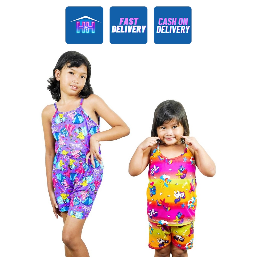 H&H Girls Spaghetti Strap Sando Shorts Kids Terno Pambahay Damit Short ...