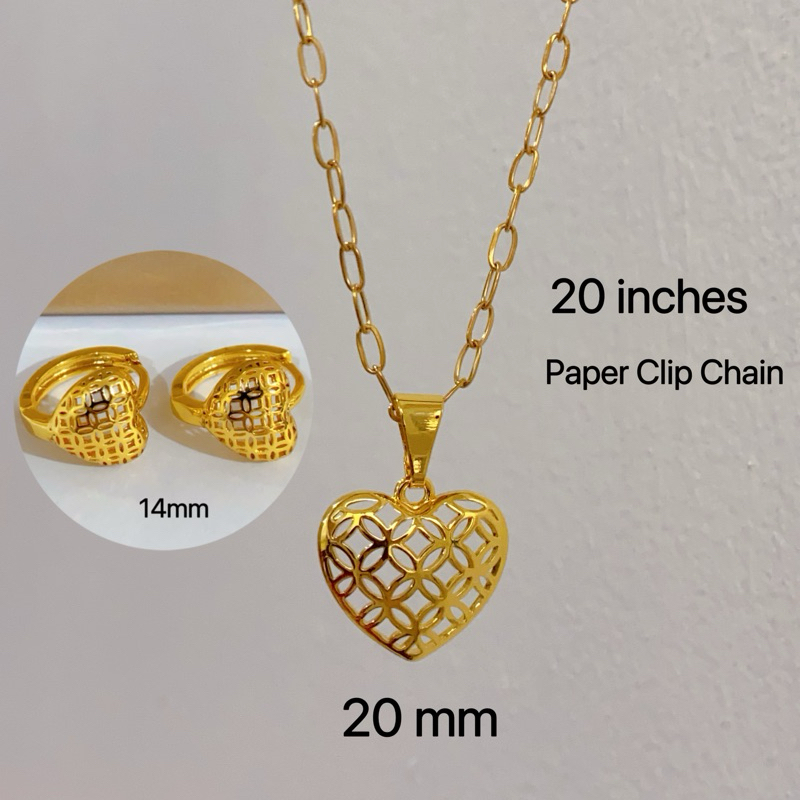 2in1 Set Money Catcher Heart Necklace Clip Earrings Clip Paper Chain 20 ...