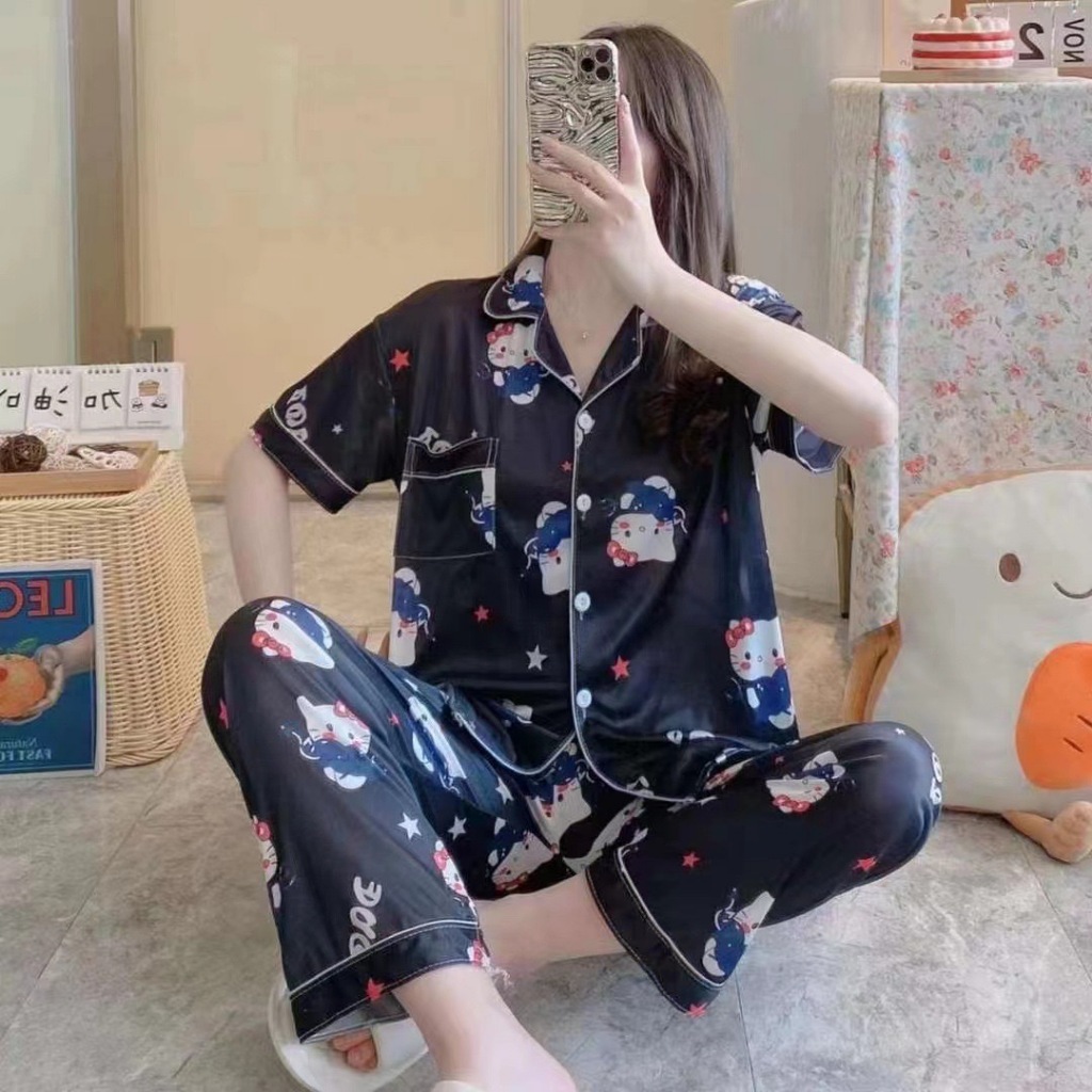 CAND Korean Cute Cotton Printed Pajama Set Sleepwear Terno For Women COD Shopee Philippines