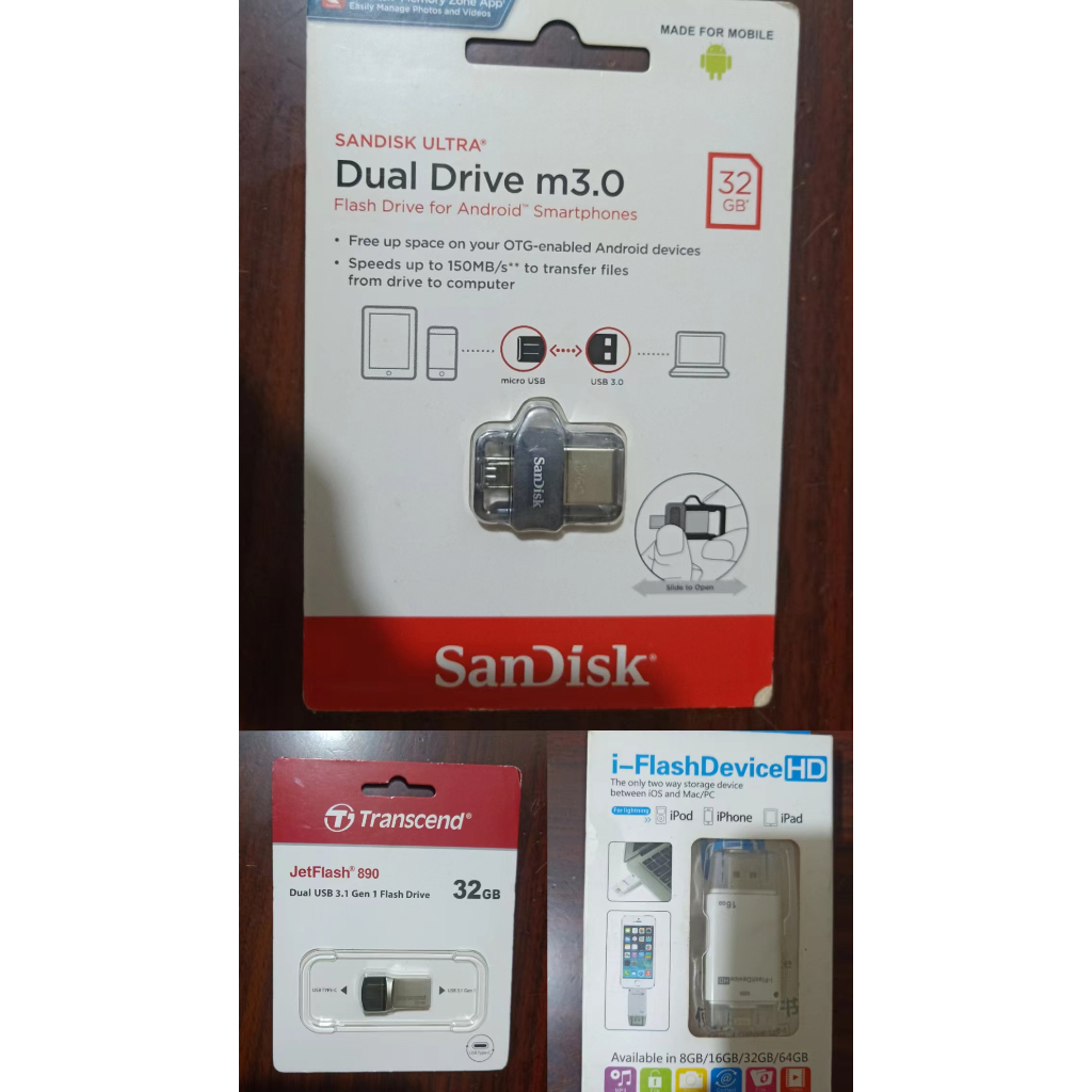 SANDISK ULTRA DUAL OTG TRANSCEND JETFLASH DRIVE i-FLASH DEVICE HD for ...