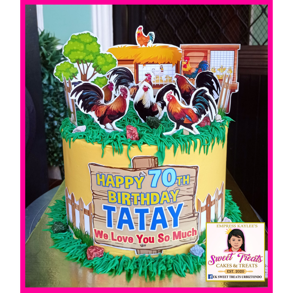 CHICKEN/ROOSTER/SABONG Theme Cake Topper with FREE Candle | Shopee ...