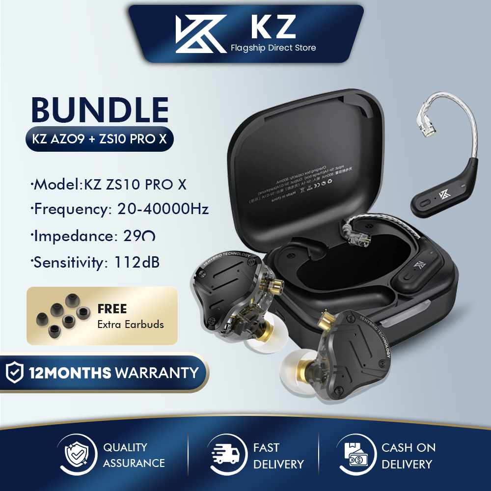 KZ ZS10 Pro X Black In Ear IEM Wireless Earphones HIFI Bass Upgrade KZ ...