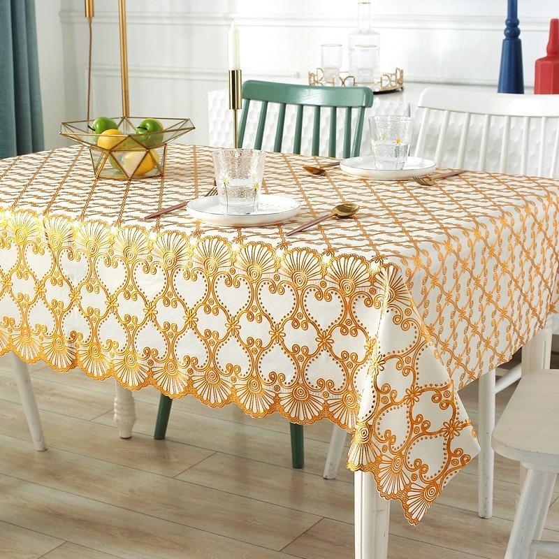 Golden/Silver PVC Table Cloth Sequin Waterproof Oil-proof Rectangle ...