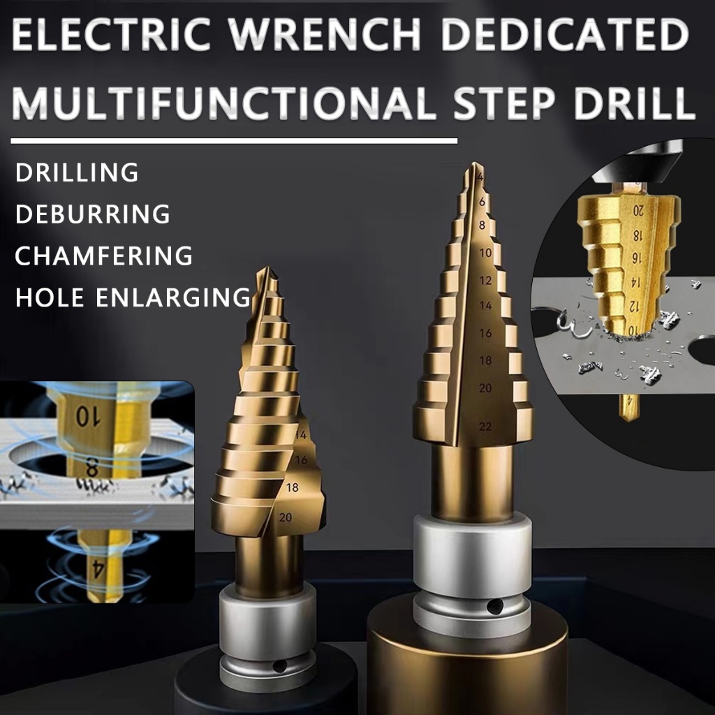 Step Drill Bit Set 1/3/6pc Titanium Coated HSS Hole Opener Cutter Metal ...