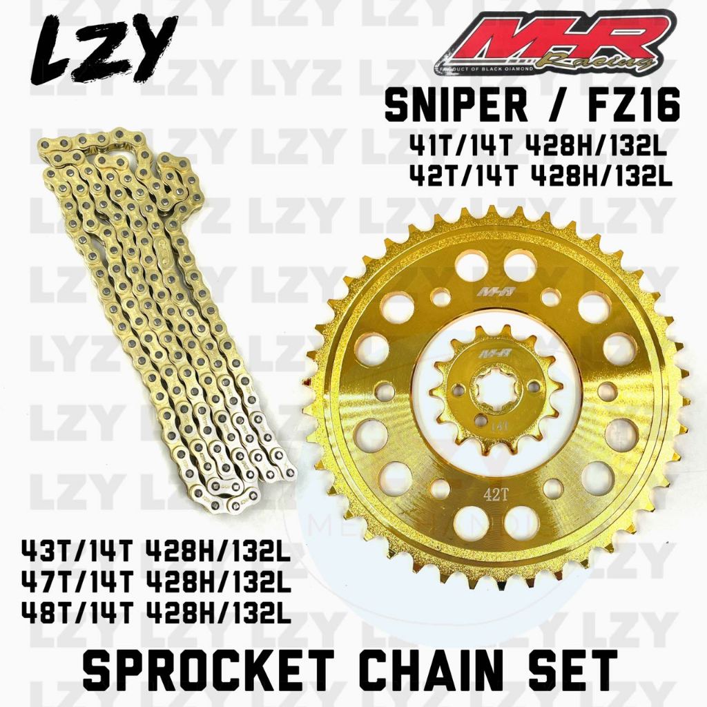 MHR Sniper-150 FZ16 Sprocket Gold Chain Set Motorcycle (41T/42T/43T/47T ...