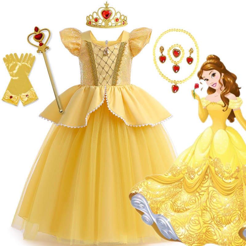 Belle Dress Cosplay Yellow Bell Dress Custom Deluxe Princess Belle Dress,  Belle