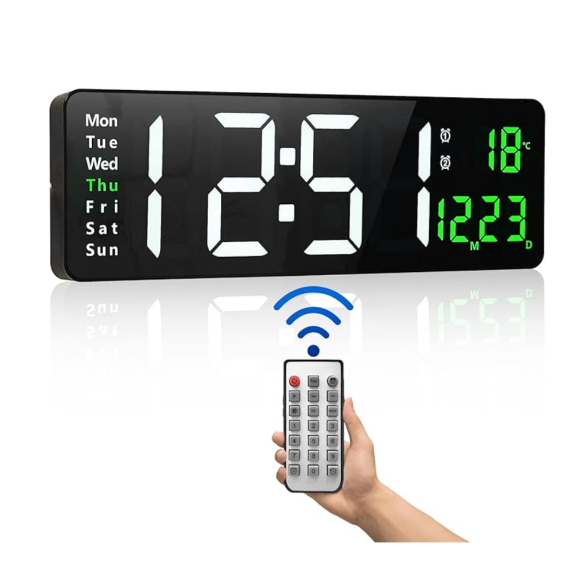 Large Digital Wall Clock Temperature and Humidity Week Display ...
