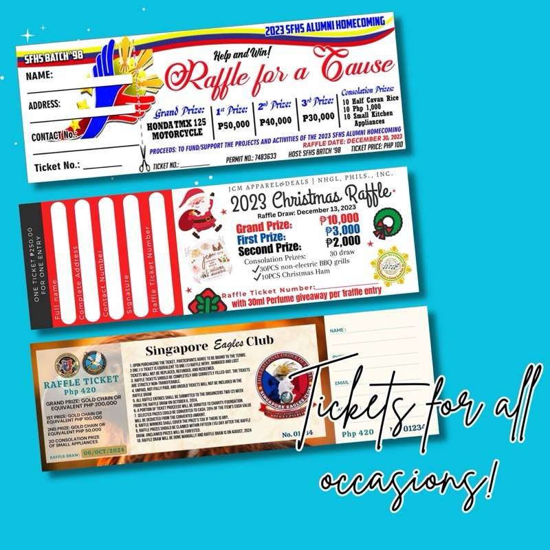 RAFFLE TICKET Customized 13 sets | Shopee Philippines