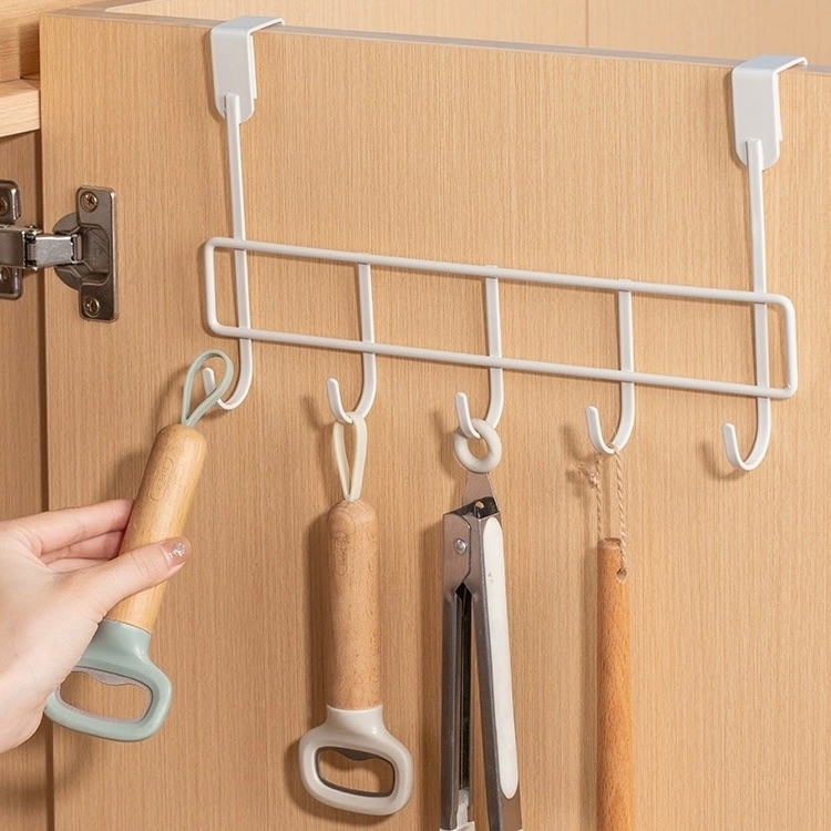 5 Hooks Door Rear Rack Detachable Hanger Storage Metal Holder Nail Free ...