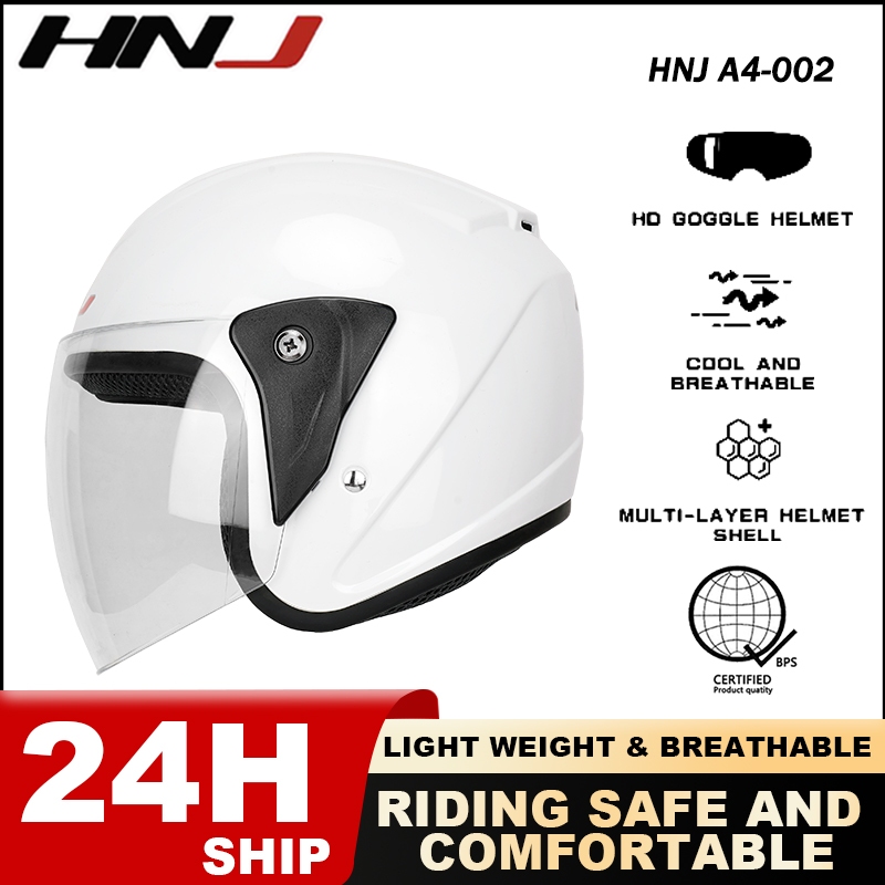 Hnj Helmet Helmet Half Face With Visor HNJ Helmets A4-007-A Half