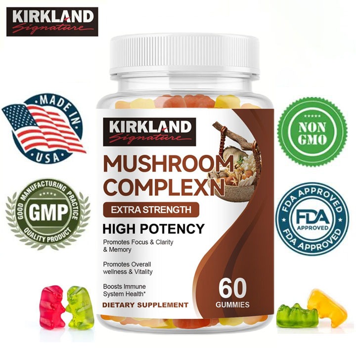 Kirkland Mushroom Gummies Real Lion's Mane Support for Brain Booster IQ