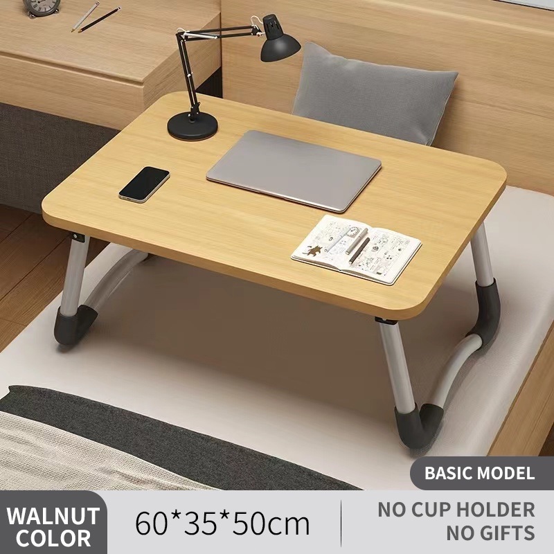 Folding Table Lazy Bed Table Foldable Laptop Table Study Table Desk with  Mini Lamp Fan/Cup holder