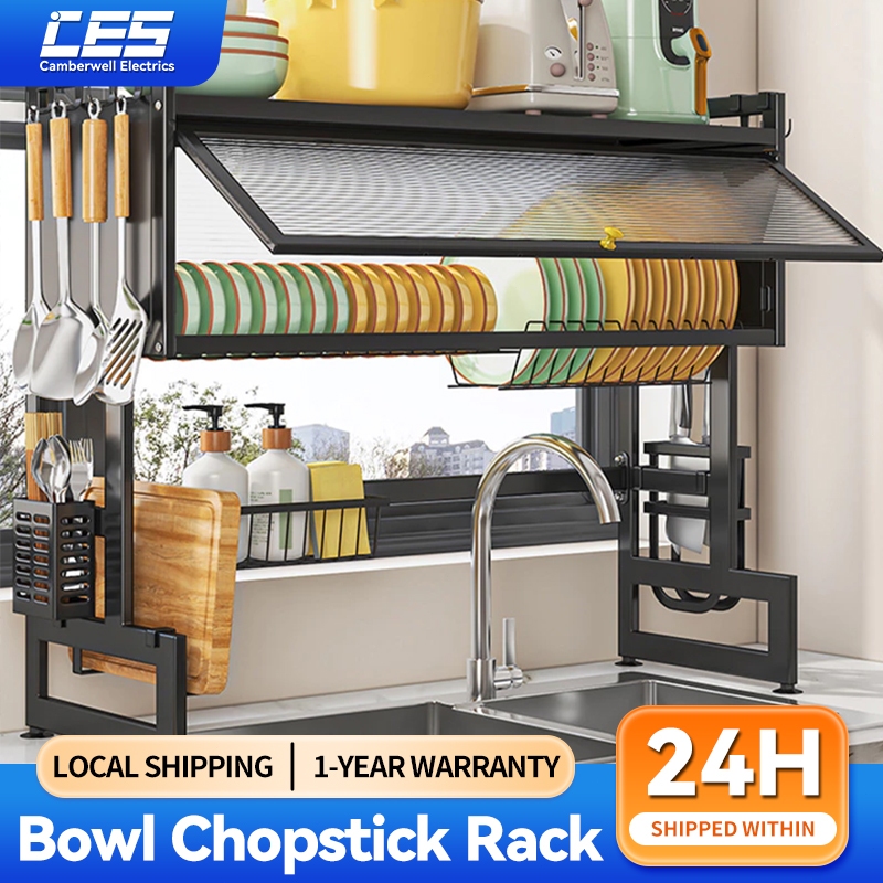 CES Dish Cabinet Rack Over-The-Sink Drainer With Cover Plate Drying ...