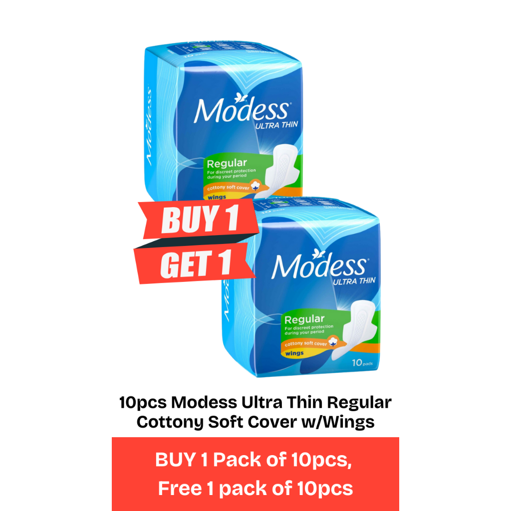 Buy 1 Take 1 10pcs Modess Ultra Thin Regular Cottony Soft Cover w/Wings ...