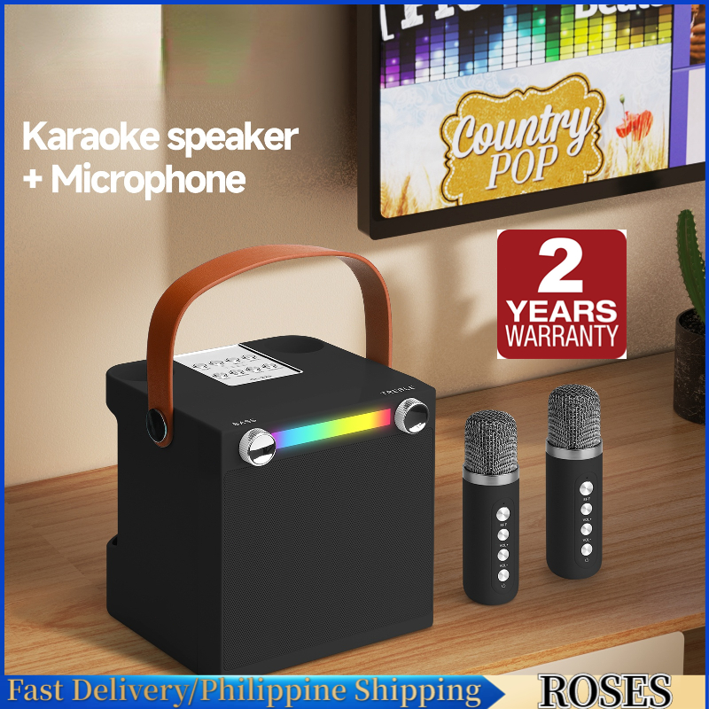 2 Microphone Wireless Bluetooth Speaker Karaoke Outdoor Home Party KTV ...