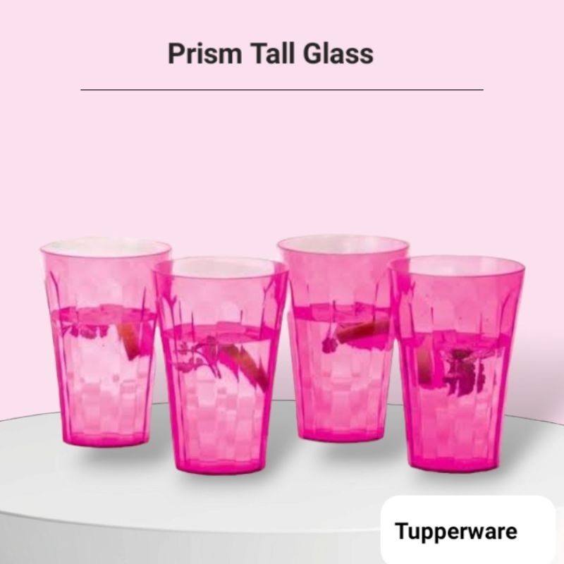 Tupperware Prism Tall Glass Pink (4pcs) | Shopee Philippines