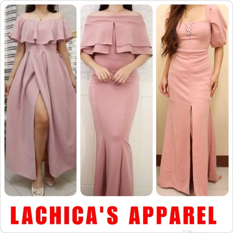 Dusty pink FORMAL DRESS NEOPRENE FREESIZE FITS TO SMALL TO MEDIUM PLUS SIZE  MTO LACHICAS APPAREL | Shopee Philippines